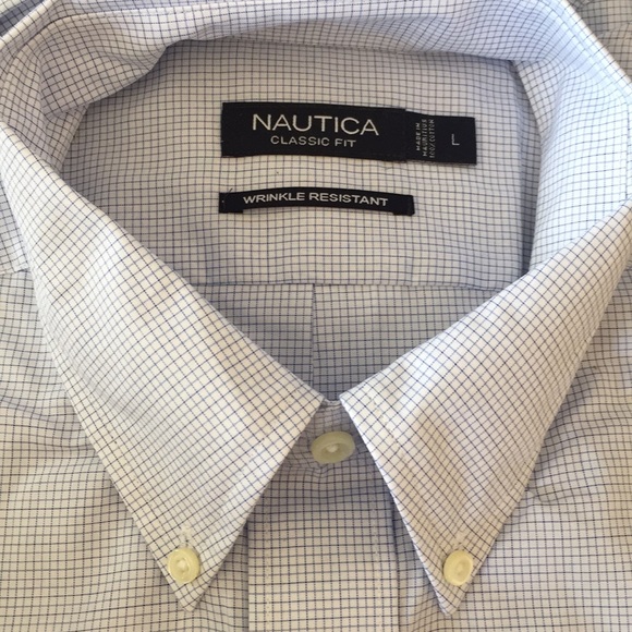Nautica men’s shirt Button Front Blue/wht NWT - Picture 5 of 5